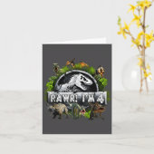 Rawr I'm 4 4th Birthday T Rex Dinosaur Funny Party カード (黄色い花)