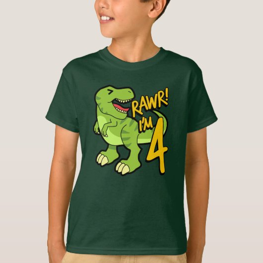 Rawr I'm 4 Cute 4th Birthday Dinosax Gift Tシャツ (正面)