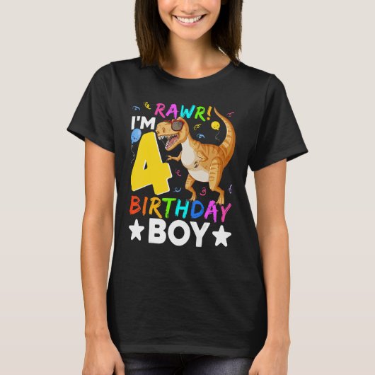 Rawr I'm 4th Birthday Boy Dinosale Gift 4年Ol Tシャツ (正面)