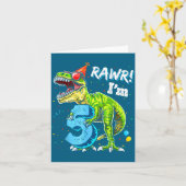 Rawr I'm 5 5th Birthday T Rex Dinosaur Funny Party カード (黄色い花)