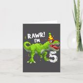 Rawr I'm 5 5th Birthday T Rex Dinosaur Funny Party カード (正面)
