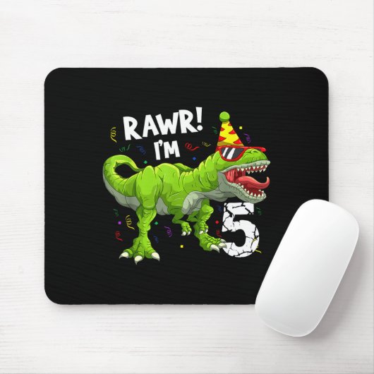 Rawr I'm 5 5th Birthday T Rex Dinosaur Funny Party マウスパッド (マウス)