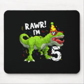 Rawr I'm 5 5th Birthday T Rex Dinosaur Funny Party マウスパッド (正面)
