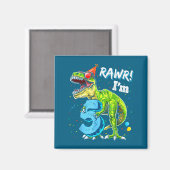 Rawr I'm 5 5th Birthday T Rex Dinosaur Funny Party マグネット (正面/裏面)