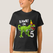 Rawr I'm 5 5th Birthday T Rex Dinosaur Funny Party Tシャツ (正面)