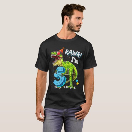 Rawr I'm 5 5th Birthday T Rex Dinosaur Funny Party Tシャツ (正面フル)