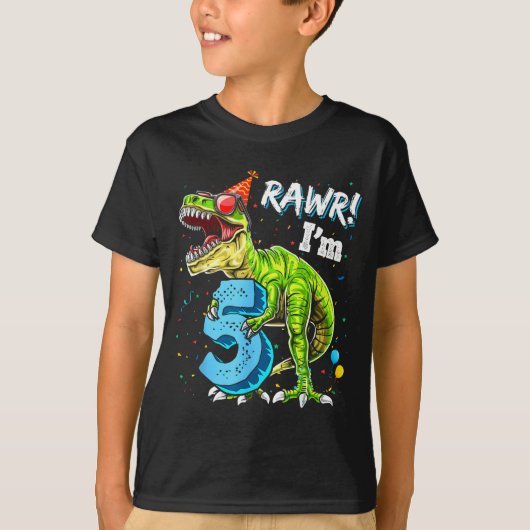Rawr I'm 5 5th Birthday T Rex Dinosaur Funny Party Tシャツ (正面)