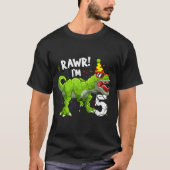 Rawr I'm 5 5th Birthday T Rex Dinosaur Funny Party Tシャツ (正面)