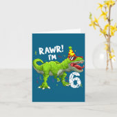 Rawr I'm 6 6th Birthday T Rex Dinosaur Funny Party カード (黄色い花)