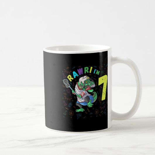 Rawr I'm 7恐竜T-レックス7歳の男の子誕生日 コーヒーマグカップ (右)