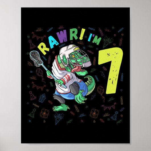 Rawr I'm 7恐竜T-レックス7歳の男の子誕生日 ポスター (正面)