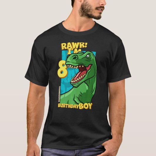 Rawr I'm 8誕生日ボーイズ8誕生日ディノティラノ Tシャツ (正面)