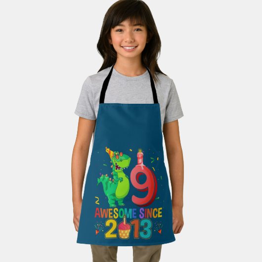 Rawr I'm 9 Kids 9 Year Old 9誕生日 エプロン (インサイチュ)