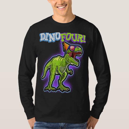 Rawr I'm a Dinofourレックス恐竜4th Birthday Part Tシャツ (正面)
