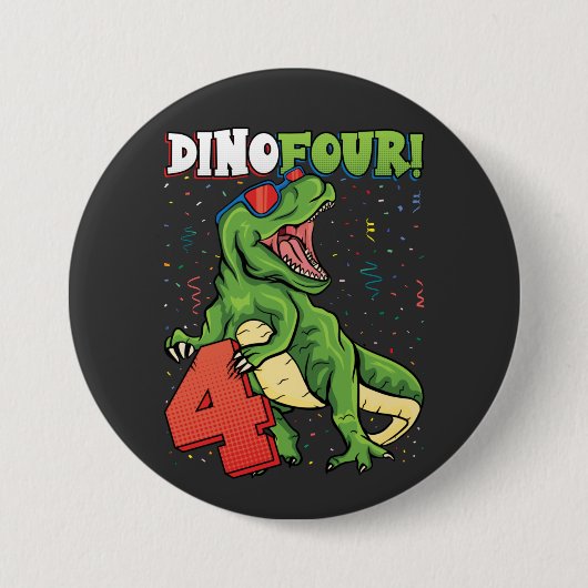 Rawr I'm a Dinofour 4th Birthday Dinosale Round 缶バッジ (正面)