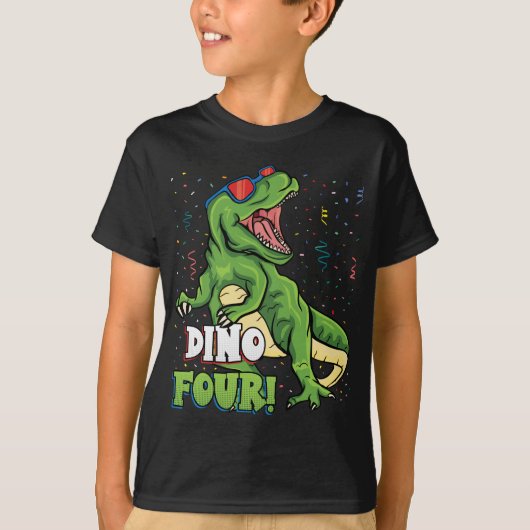 Rawr I'm a Dinofour 4th Birthday Dinosaur Boy Tシャツ (正面)