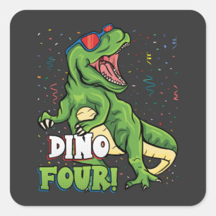 Rawr I'm a Dinofour 4th Birthday Dinosax スクエアシール
