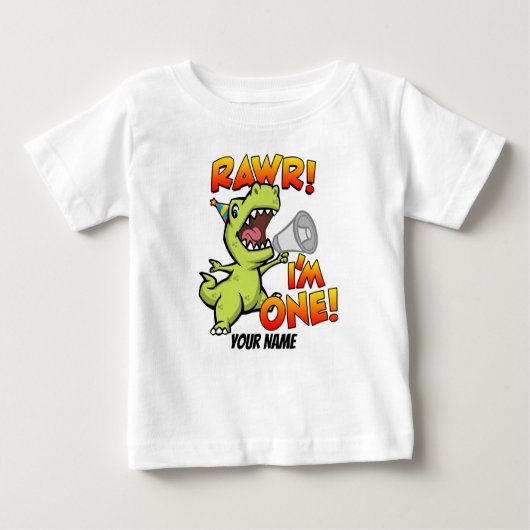 Rawr I'm One Dinosaur ベビーTシャツ (正面)