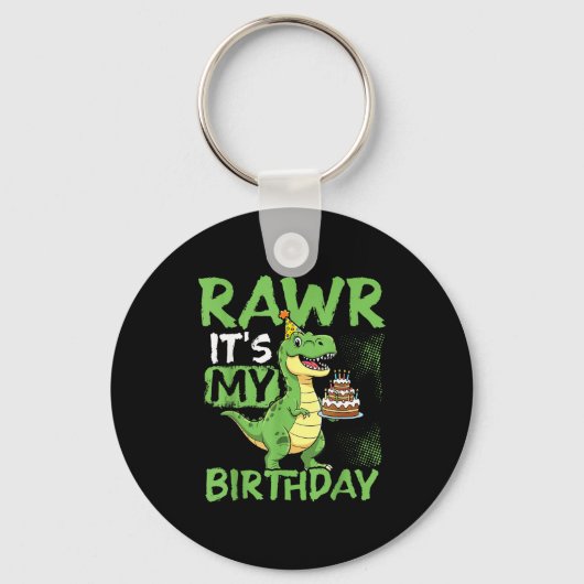 Rawr It’s My Birthday Funny T-rex Party  キーホルダー (正面)
