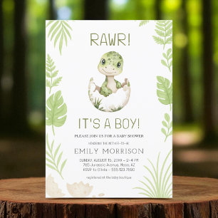 Rawr It's a Boy Cute Dinosaur男の赤ちゃん・シャワー 招待状