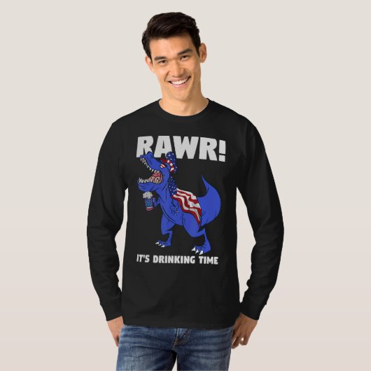 Rawr It's Drink Time Dinosaur Tシャツ (正面フル)