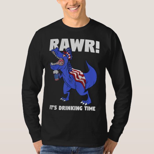 Rawr It's Drink Time Dinosaur Tシャツ (正面)