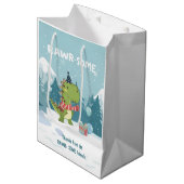 RAWR-Some Dinosaur Winter Birthday ミディアムペーパーバッグ (正面アングル)