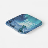 RAWR Under the Lights Dinosaur Winter Birthday ペーパープレート (傾斜あり)