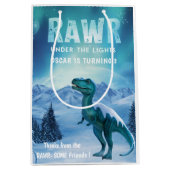 RAWR Under the Lights Dinosaur Winter Birthday  ミディアムペーパーバッグ (正面)