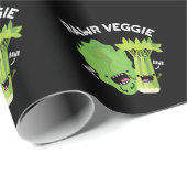 Rawr Veggie おもしろい Food Pun Dark BG ラッピングペーパー (ロールコーナー)