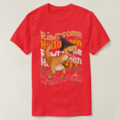 Rawrsome Halloween Dinosaur Carrying A Pumpkin  Tシャツ (デザイン正面)