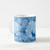 ray,flower of life, blue, mandala,zen,chakra,patte コーヒーマグカップ (正面左)