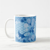 ray,flower of life, blue, mandala,zen,chakra,patte コーヒーマグカップ (左)