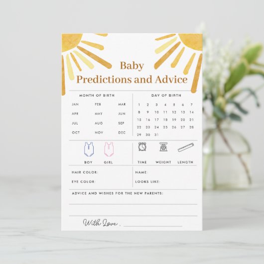 Ray of Sunshineベビー予測&アドバイスカード 招待状 (スタンド正面)