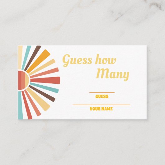 Ray of Sunshine赤ん坊シャワー数を推測 エンクロージャーカード (正面)