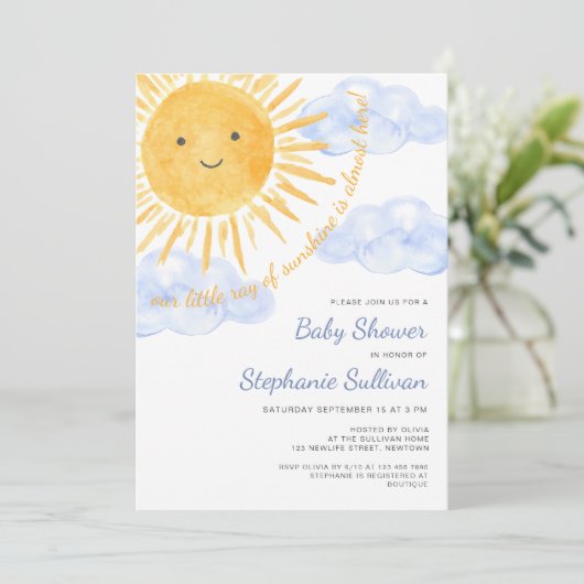 Ray Of Sunshine Boy's Baby Shower 招待状 (スタンド正面)