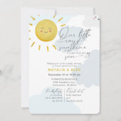 Ray of Sunshine Cloudsボーイブルーベビーシャワー 招待状 (正面)