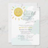 Ray of Sunshine Clouds赤ちゃん男女兼用シャワー 招待状 (正面)
