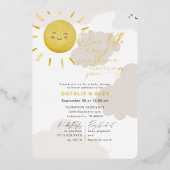 Ray of Sunshine Clouds赤ちゃん男女兼用シャワー 箔招待状 (正面)