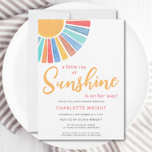 Ray Of Sunshine Girl's Baby Shower 招待状