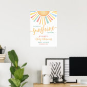 Ray Of Sunshine Sun Baby Shower Welcome Sign ポスター (ホームオフィス)