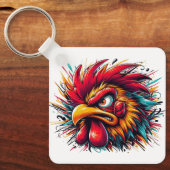 "Ray the Fierce Rooster" Aluminum Keychain キーホルダー (正面)