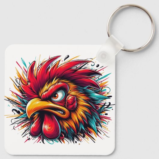 "Ray the Fierce Rooster" Aluminum Keychain キーホルダー (裏面)