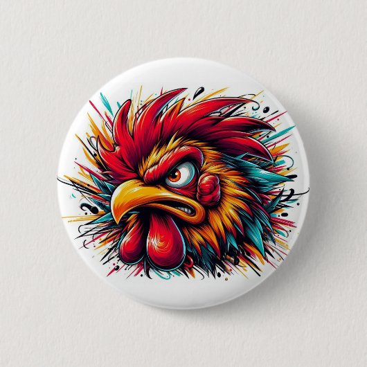 "Ray the Fierce Rooster" Button 缶バッジ (正面)