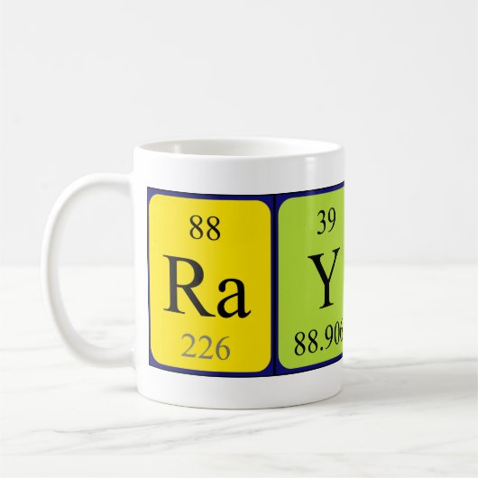 Raylan周期表名mug コーヒーマグカップ (左)