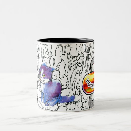 RayRay Logo Scribbles Mug ツートーンマグカップ (中央)