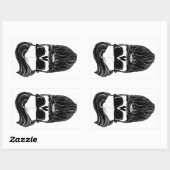 Ray's black bearded skull 長方形シール (シート)