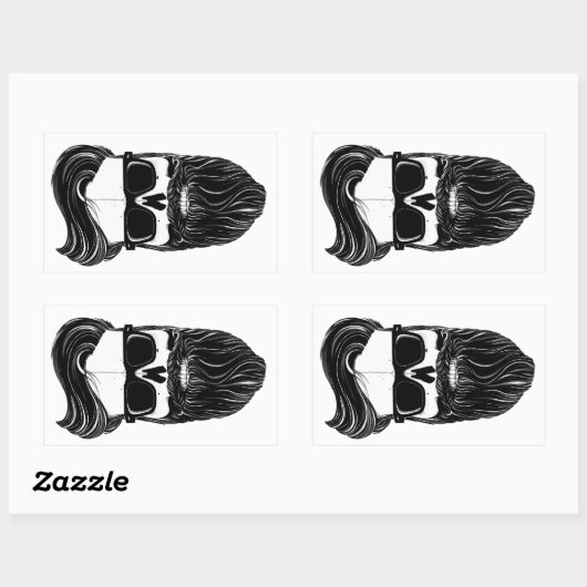 Ray's black bearded skull 長方形シール (シート)