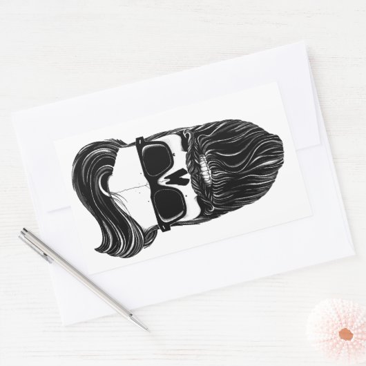 Ray's black bearded skull 長方形シール (封筒)