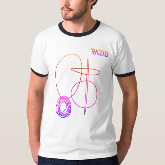 RAZID アブストラクト ラインアート カラフル グラフィックTシャツ Tシャツ (正面)
